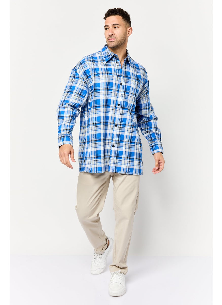 Selected Homme Men Oversize Fit Checkered Long Sleeves Casual Shirt, Multicolor  - Image 3
