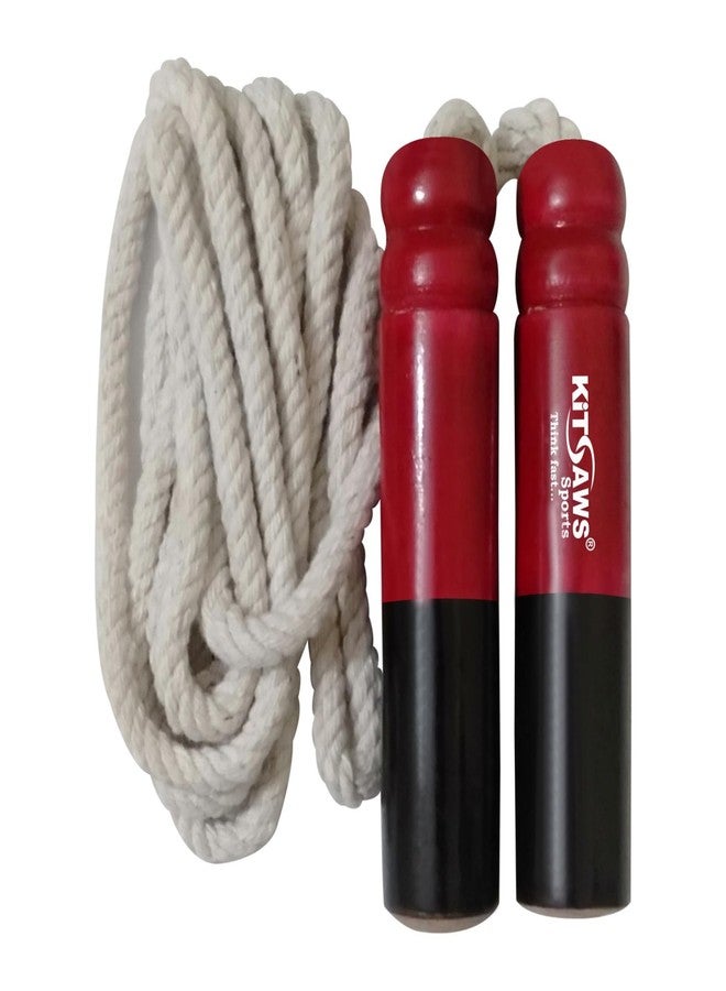 KITSAWS Sports Cotton Skipping Jumping Rope With Wooden Handles | for Fitness, Gym training, Exercise, Warmup,Weightloss & workout-BIS Approved - Image 4