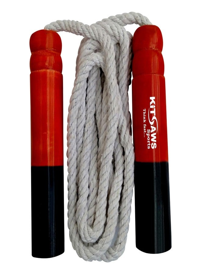 KITSAWS Sports Cotton Skipping Jumping Rope With Wooden Handles | for Fitness, Gym training, Exercise, Warmup,Weightloss & workout-BIS Approved - Image 3