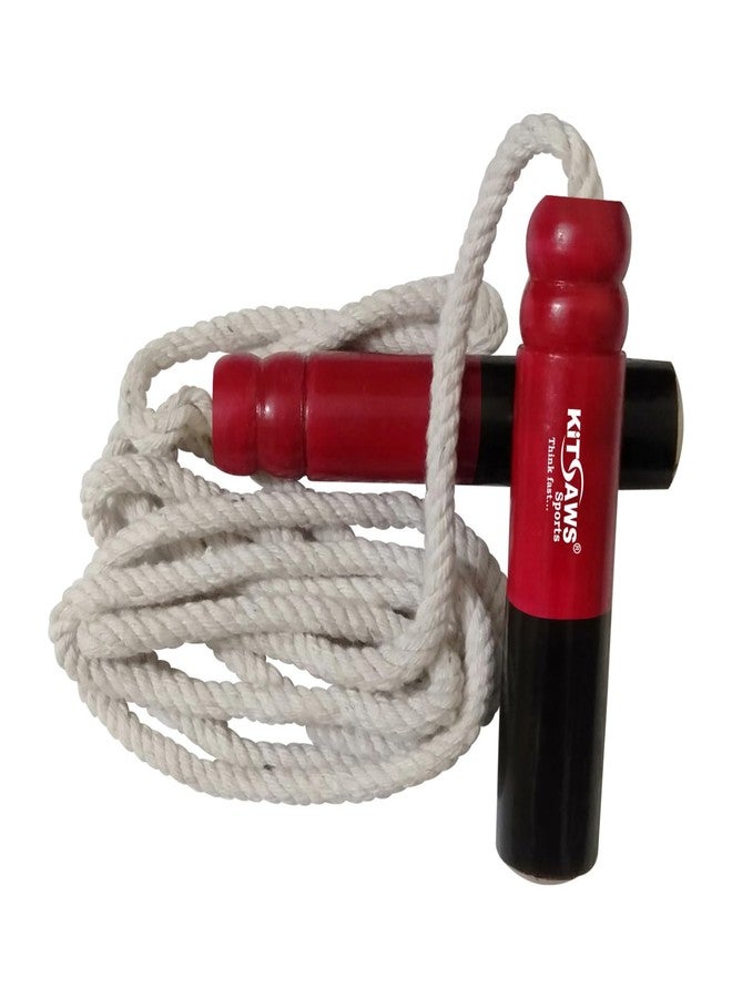 KITSAWS Sports Cotton Skipping Jumping Rope With Wooden Handles | for Fitness, Gym training, Exercise, Warmup,Weightloss & workout-BIS Approved - Image 5