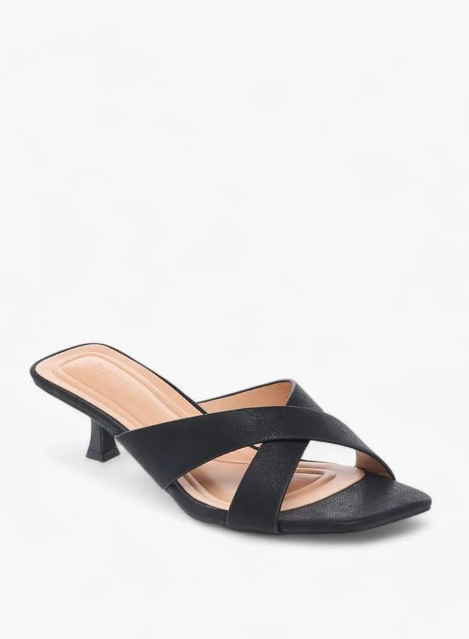 Celeste Womens Cross Strap Slip-On Sandals With Kitten Heels