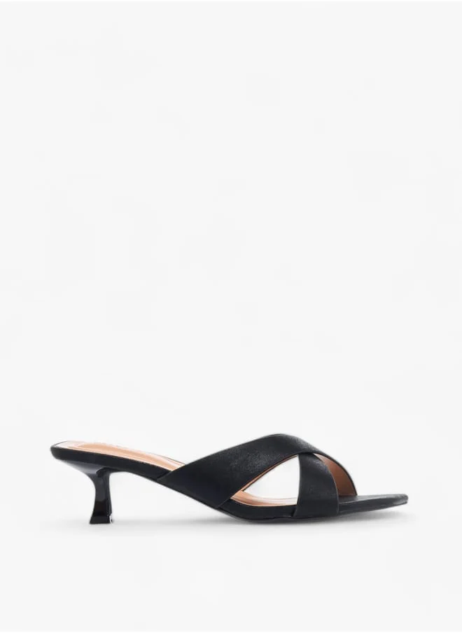 Celeste Womens Cross Strap Slip-On Sandals With Kitten Heels