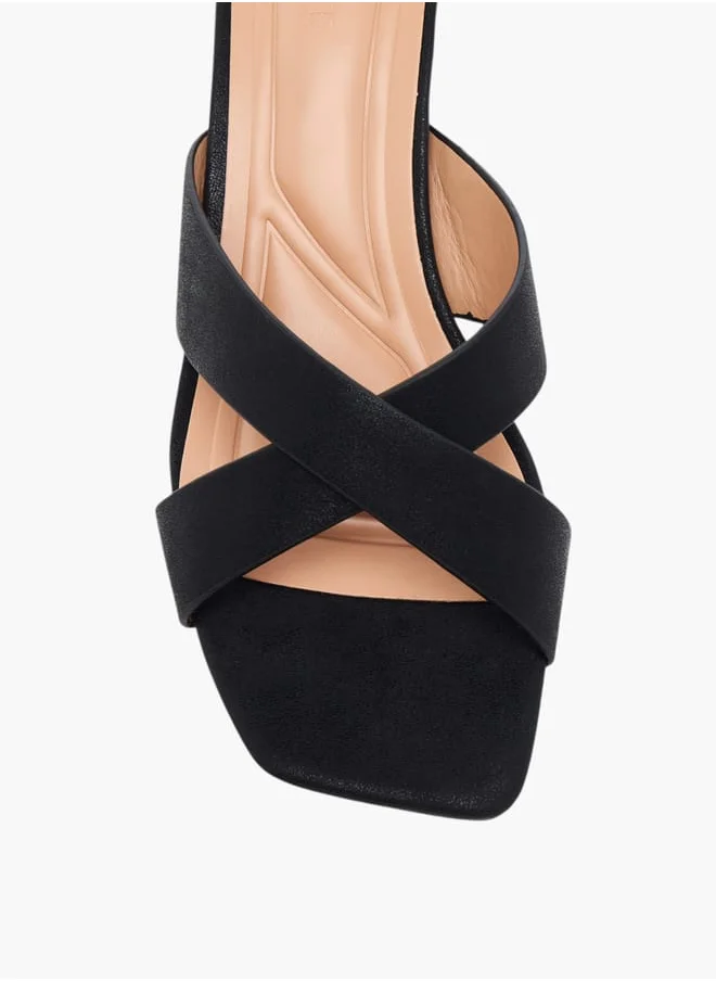Celeste Womens Cross Strap Slip-On Sandals With Kitten Heels