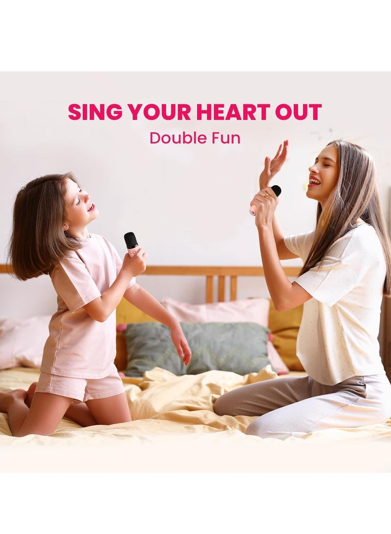 Mini Karaoke Machine with Bluetooth Speaker and Dual Wireless Microphones – Portable All-in-One Karaoke System for Kids  Adults | Rechargeable Battery, LED Light Effects, Echo Control | Home Party - Image 2