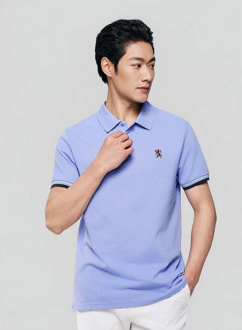 Men’s Cotton Slim Performance Polo with Small Lion Embroidery