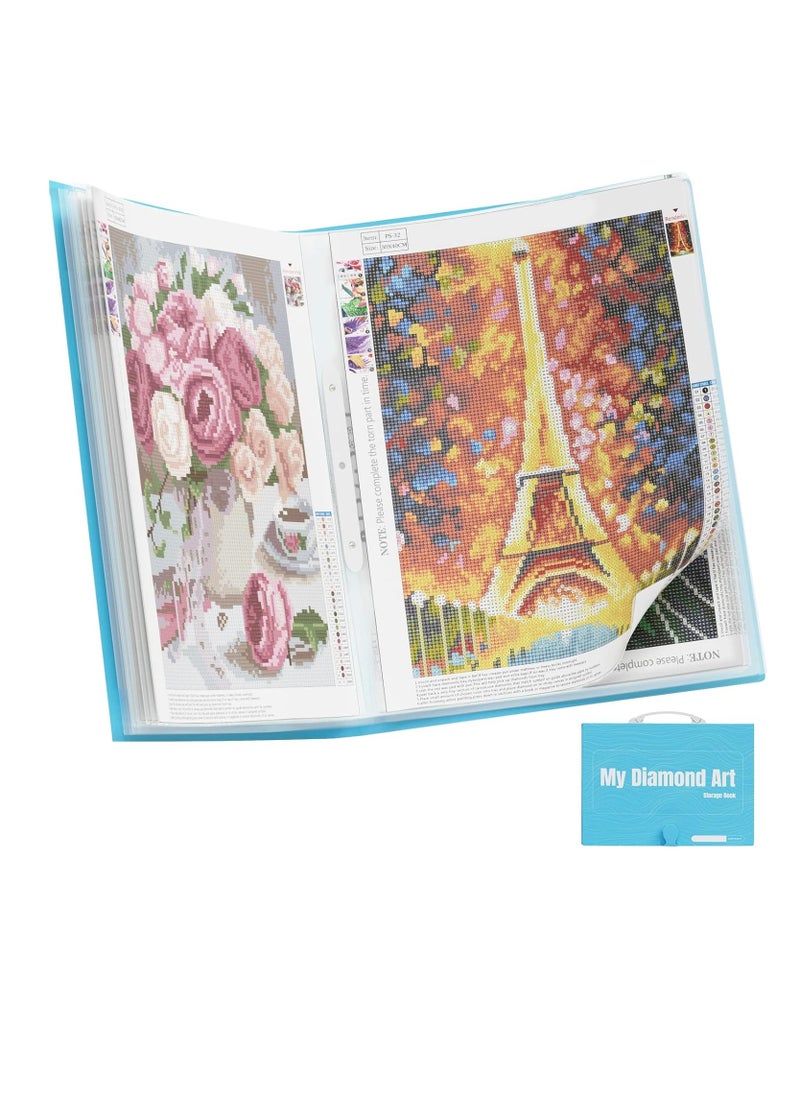 ARTDOT ARTDOT A3 Storage Book for Diamond Art Portfolio Folder for Diamond Painting Accessories with 30 Pocket Slevees Protectors (16.9x12.4inches)  - Image 1