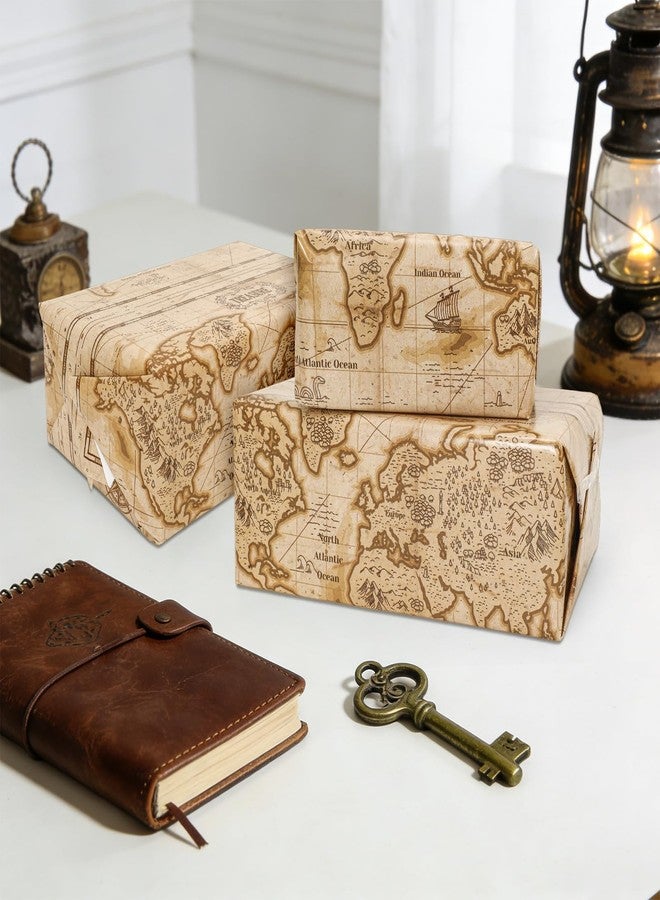 AnyDesign Vintage World Map Wrapping Paper - Mini Roll - 17 In x 32.8 Ft Brown Explore Treasure Map Gift Wrap Paper for DIY Crafts Birthday Holiday Party Supplies - Image 5