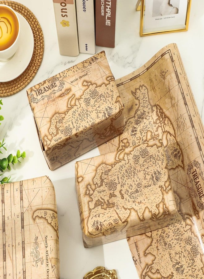 AnyDesign Vintage World Map Wrapping Paper - Mini Roll - 17 In x 32.8 Ft Brown Explore Treasure Map Gift Wrap Paper for DIY Crafts Birthday Holiday Party Supplies - Image 4