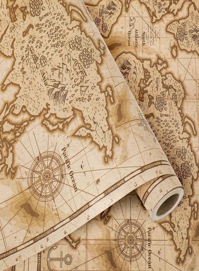 AnyDesign Vintage World Map Wrapping Paper - Mini Roll - 17 In x 32.8 Ft Brown Explore Treasure Map Gift Wrap Paper for DIY Crafts Birthday Holiday Party Supplies - Image 1