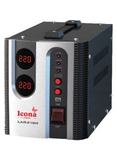 ICONA Icona 1500W Voltage Regulator with Transformer – Step Up/Down Power Converter, 110V to 220V / 220V to 110V, Circuit Breaker Protection, ICOPOWER Technology  - Image 1