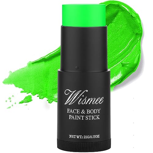 Wismee Green Eye Black Footabll UV Neon Green Face Paint Stick NonToxic Oil Based Face Makeup Body Paint Stick High Pigmented Body Paint Makeup Caryons for Halloween Special Effect Sfx Makeup - Image 1