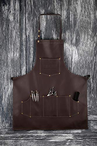 FACON Facón Professional Leather Hair Cutting Hairdressing Barber Apron Cape for Salon Hairstylist - Multi-use, Adjustable with 6 pockets - Heavy Duty Premium Quality - Limited Edition - 28" x 24" (Brown) - Image 2