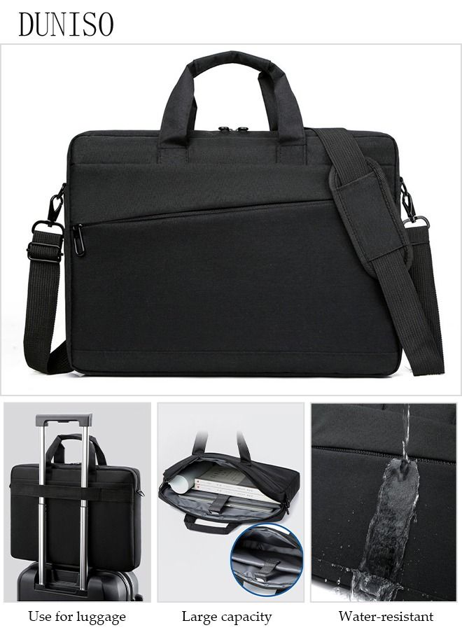 DUNISO 15.6 Inch Laptop Bag Lightweight Multi-functional Computer Bag Travel Business Briefcase Water Resistance Shoulder Messenger Bag for Men and Women Work Office School  - Image 1
