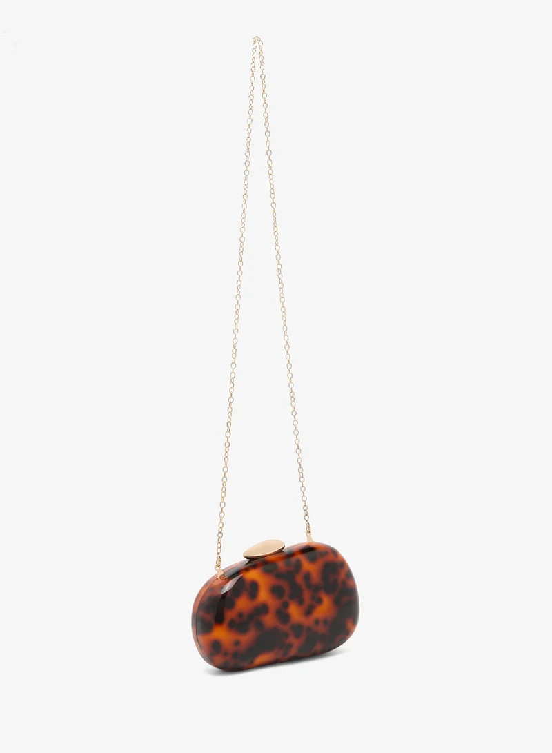 جلاموروس Tortoiseshell Effect Hard Shell Clutch Bag