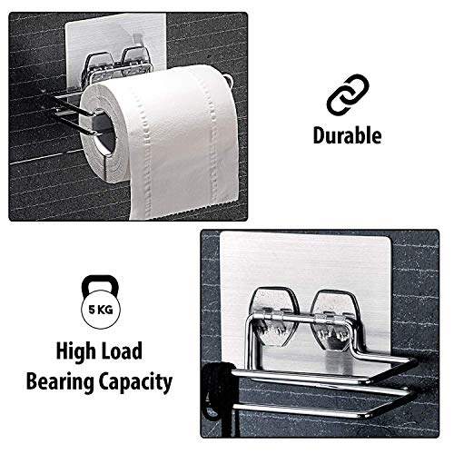 ZURATO Self Adhesive Toilet Paper Holder, Stainless Steel No Drill Self Adhesive Toilet Paper Holder/Tissue Paper Roll Holder/Bathroom Rack for Kitchen/Towel Holder (18.5 x 2.5 x 8.5) - Image 4