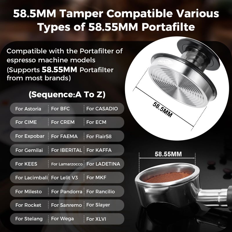 IKAPE 58mm Black Espresso Tool Set 8 IN 1, Coffee Tamper, Distributor, Magnetic Funnel, Puck Screen, Tamper Station, Stirrer Distribution Tool, Cleaning Towel and Brush - Image 4