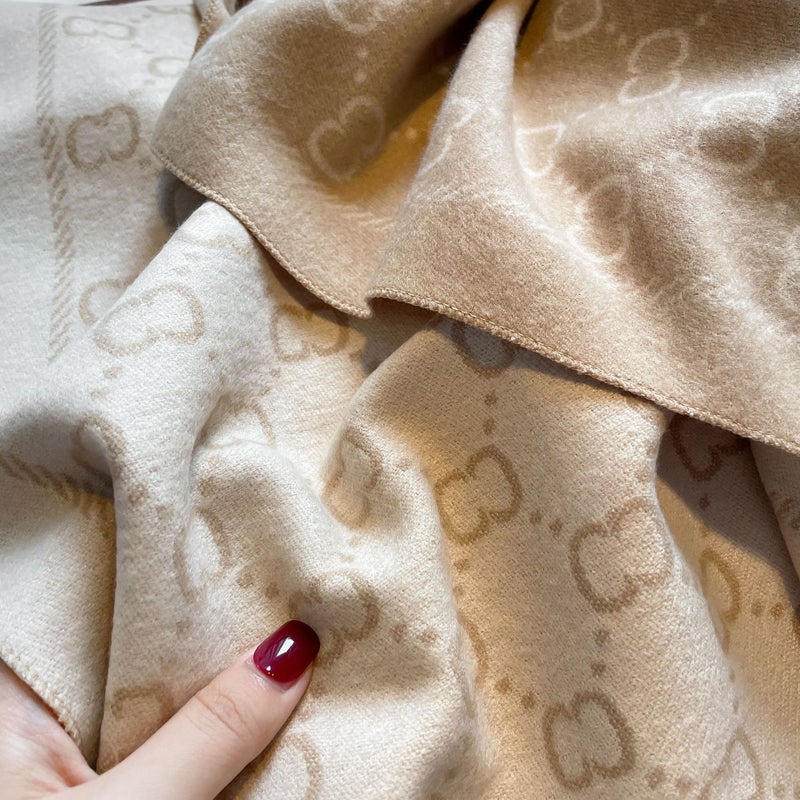 Letter Core-Spun Yarn Scarf Women'S Cashmere Long Warm Thickened All-Match Tassel Shawl Scarf - Image 3