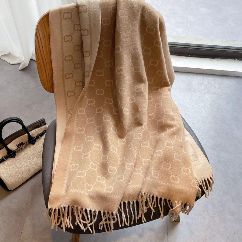 Letter Core-Spun Yarn Scarf Women'S Cashmere Long Warm Thickened All-Match Tassel Shawl Scarf - Image 5