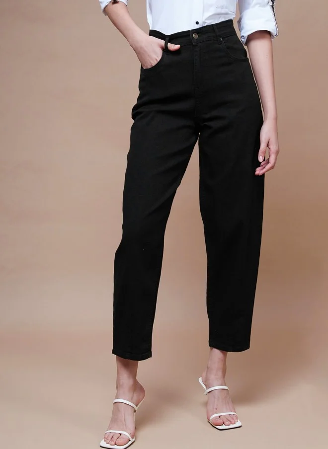 SASSAFRAS Stretchable Black Jeans for Women