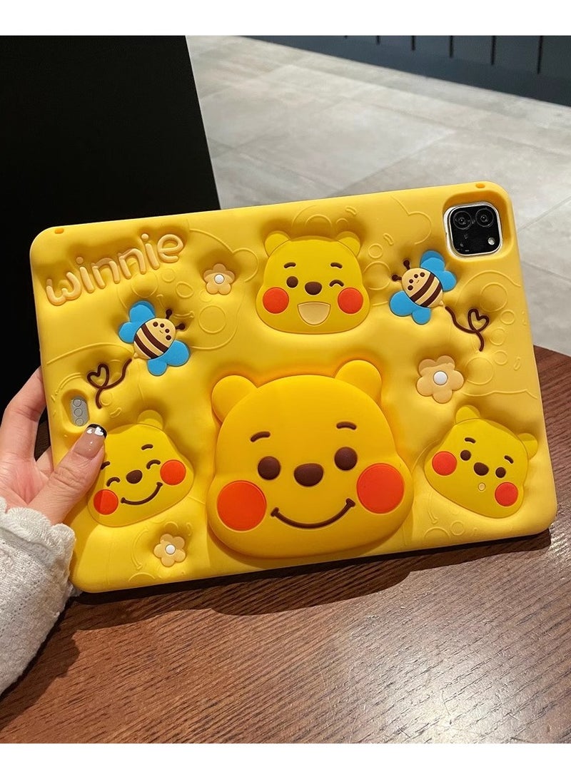 Winnie Winnie the Pooh Soft Silicone Cute Special Astronaut Cosmonaut Pattern Tablet Case with Built-in Rotatable Foldable Kickstand Shockproof Cover Case for iPad Pro 11 Inch 3D Silicone Cartoon Case (2022/2021, 4th/3rd Generation), iPad Pro 11 Inch Cover,iPad Air 5 2022 / iPad Air 4 2020 10.9 Inch Case, Cute, Stand Function, Silicone case Case, Cover, Shock-Absorption - Image 1