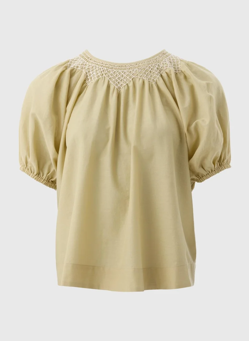 Matalan Et Vous Lime Embroidered Blouse