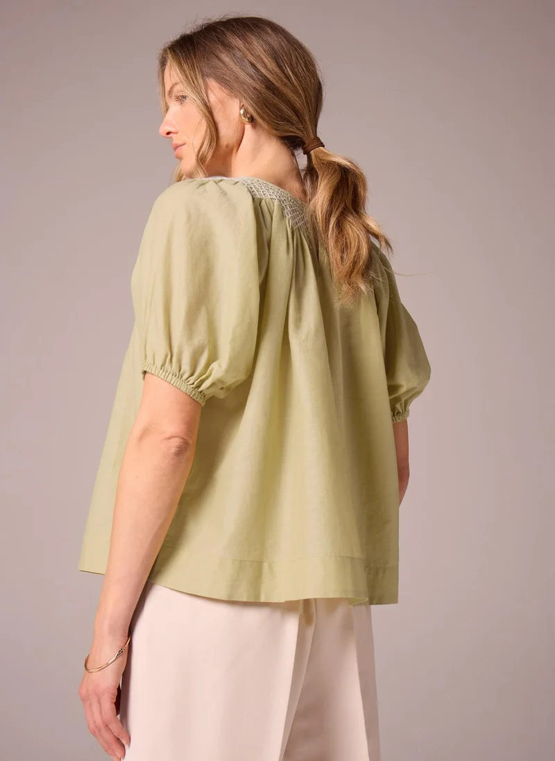 Matalan Et Vous Lime Embroidered Blouse