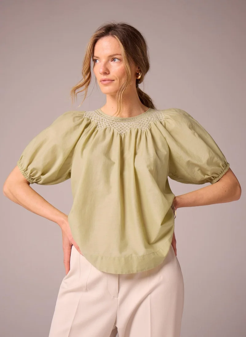 Matalan Et Vous Lime Embroidered Blouse
