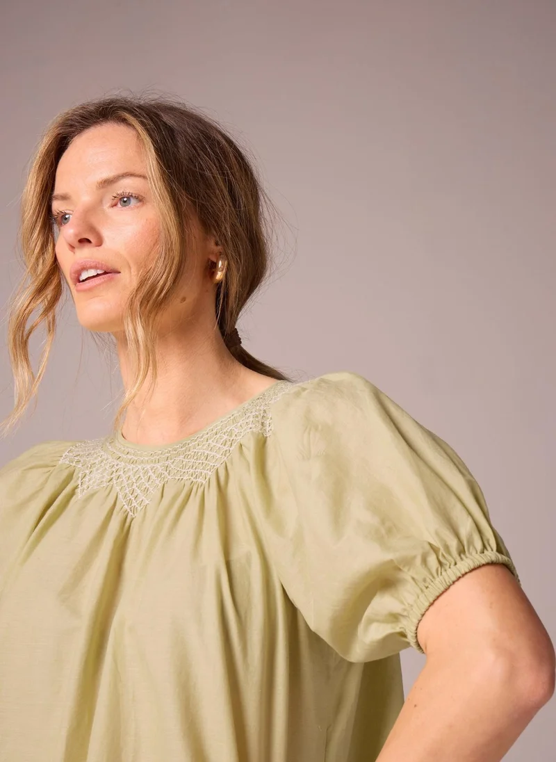 Matalan Et Vous Lime Embroidered Blouse
