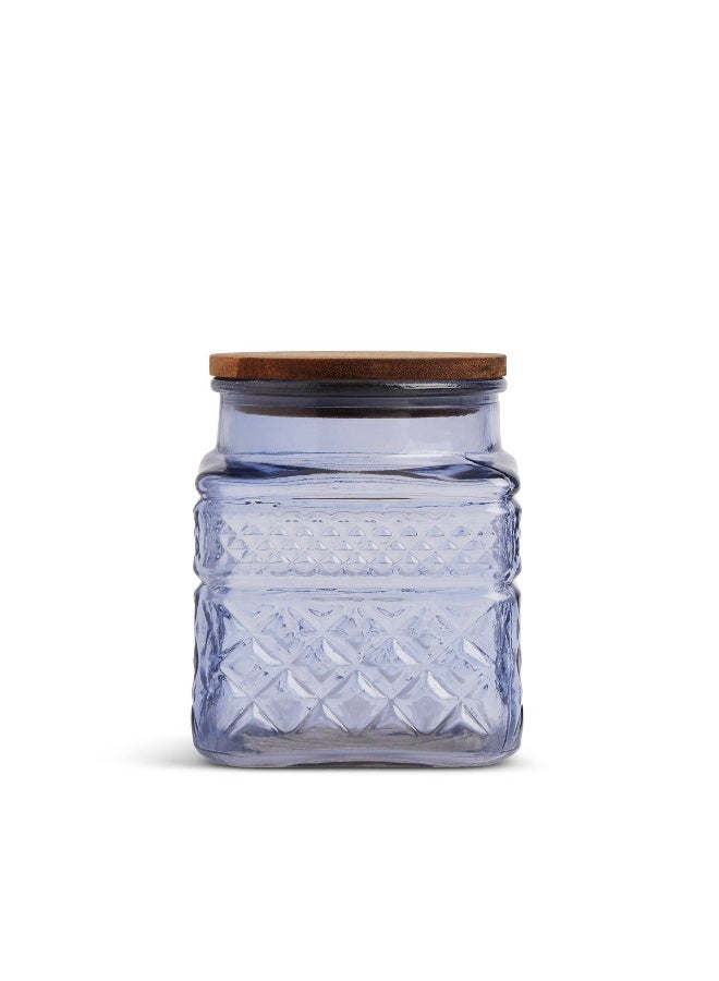 Core 37.2Oz Square Textured Glass Jar with Acacia Lid – Stylish Storage Container - Image 2