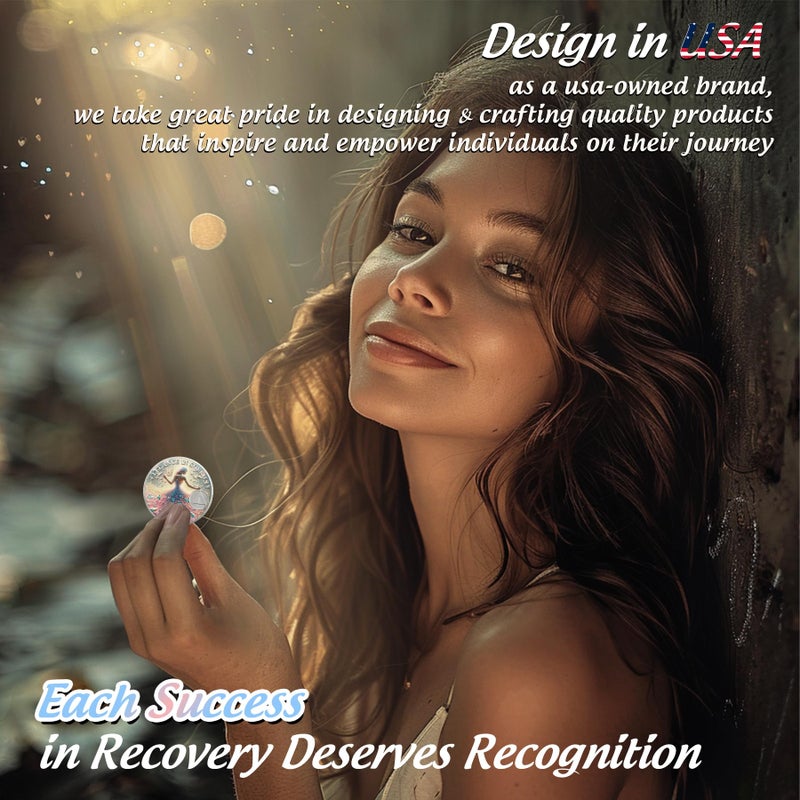 IELCJJ Artsy Grace Women 1 Year Sobriety Coin - Recovery Butterfly AA Coins - Sister Power Addiction NA AA Chips and Medallions - Celebrate 1-10 Years Narcotics Alcoholics Anonymous Gifts for Men Women - Image 4