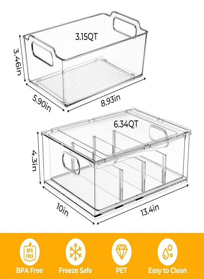 Greenby Refrigerator Organizer Bins with Pull-out Drawer 6 Pack Stackable Clear Fridge Drawer Organizer Fruit Vegetable Storage Containers for Kitchen Pantry Organization (2 Large+4 Medium) - Image 2