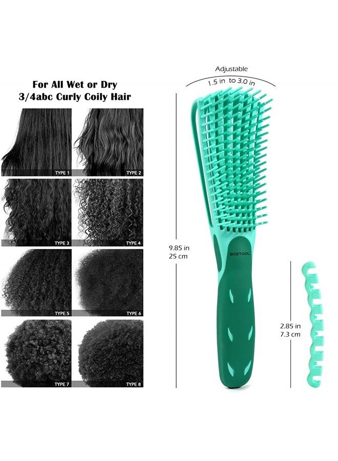 BESTOOL Detangling Brush for Black Natural Hair, Detangler Brush for Curly Hair Afro 3/4abc Texture, Faster n Easier Detangle Wet or Dry Hair with No Pain (Green) - Image 4