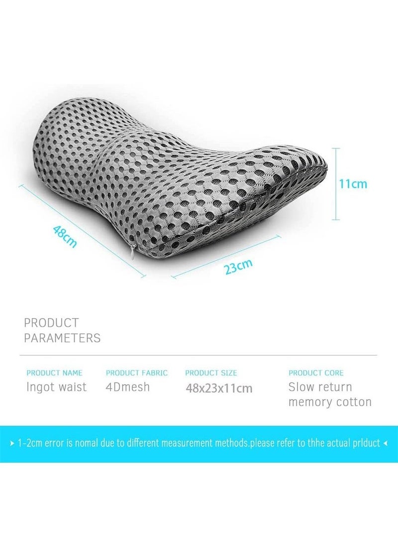 Ergonomic Memory Foam Lumbar Support Pillow for Bed Lower Back Pain Relief Removable Washable Backrest Cushion for Office Chair and Car Seat Grey - Image 4