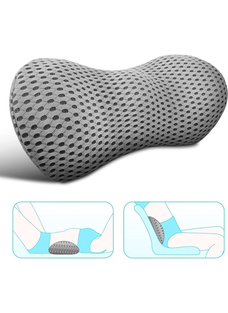Ergonomic Memory Foam Lumbar Support Pillow for Bed Lower Back Pain Relief Removable Washable Backrest Cushion for Office Chair and Car Seat Grey - Image 1