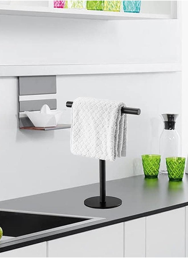 Quivlox - Bathroom Towel Holder, Stainless Steel Standing Bath Hand Towel Holder T-Shaped Hand Towel Rack Freestanding Hand Towel Holder Rack with Round Base for Bathroom Kitchen Countertop - Image 1