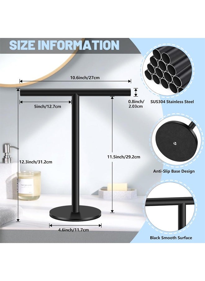 Quivlox - Bathroom Towel Holder, Stainless Steel Standing Bath Hand Towel Holder T-Shaped Hand Towel Rack Freestanding Hand Towel Holder Rack with Round Base for Bathroom Kitchen Countertop - Image 1