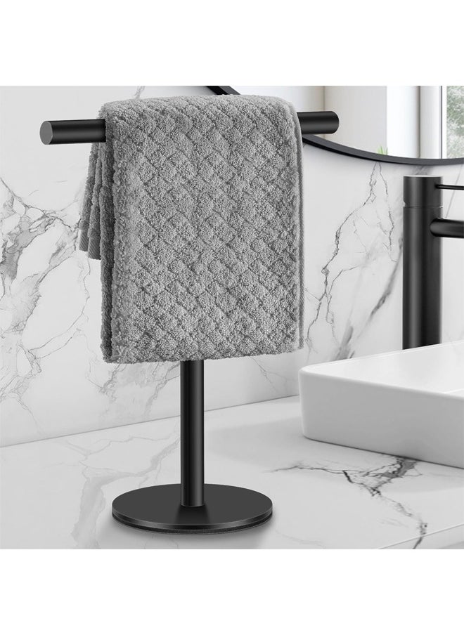 Quivlox - Bathroom Towel Holder, Stainless Steel Standing Bath Hand Towel Holder T-Shaped Hand Towel Rack Freestanding Hand Towel Holder Rack with Round Base for Bathroom Kitchen Countertop - Image 1