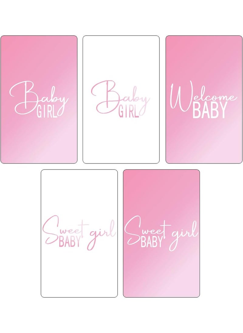 RokAPary 60 Modern Baby Shower Pink Miniatures Candy Bar Wrapper Baby Shower Miniatures Candy Bar Stickers Decorations Baby Sprinkle Celebration Party Supplies for a Girl Candy Not Included  - Image 3