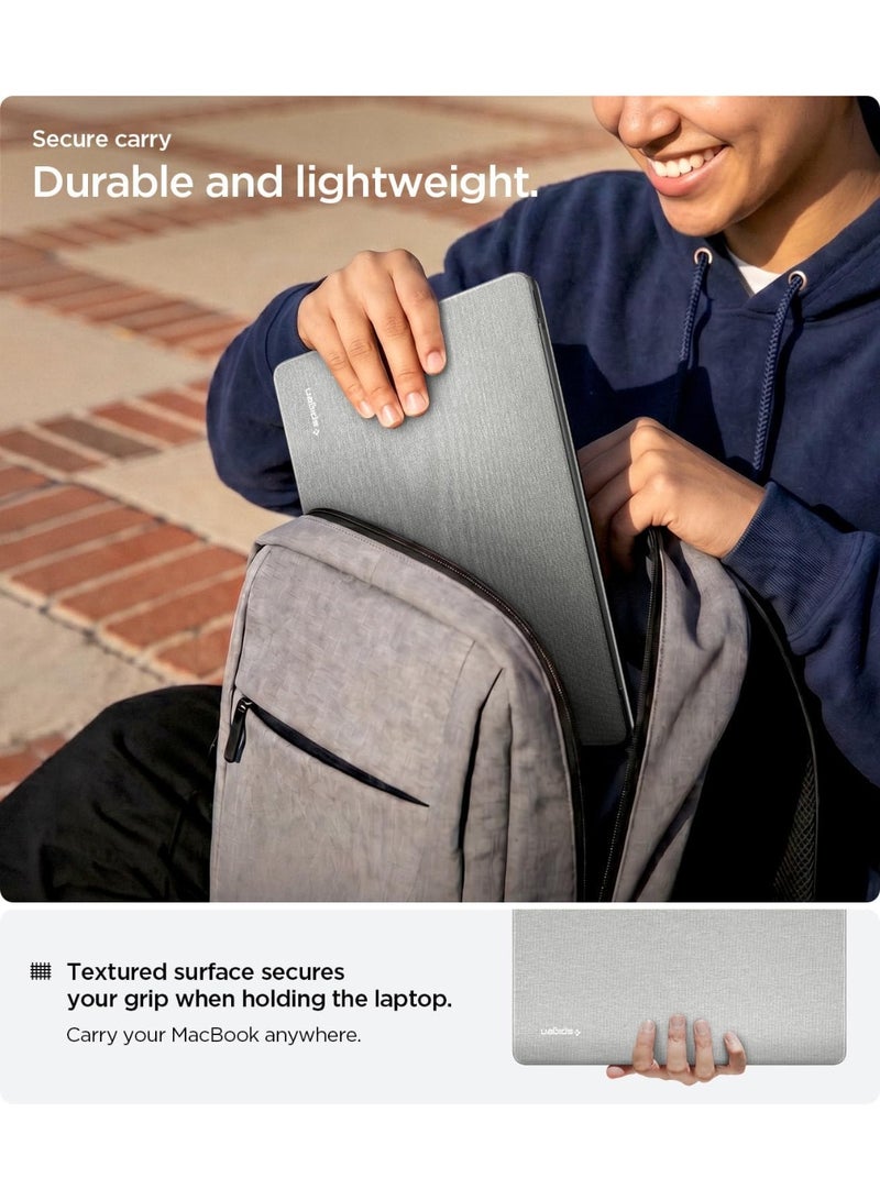 Spigen Urban Fit for MacBook Air 15 inch Case M5/M4/M3/M2 2026-2023 Scratch Resistant Premium Knit Fabric Hard Shell Cover A3448 A3241 A3114 A2941 - Heather Gray - Image 5