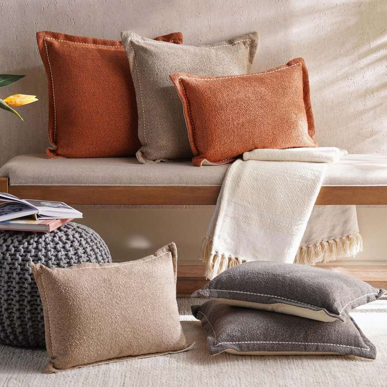 Pan Home Textured Down Alternative Filled Cushion - Grey