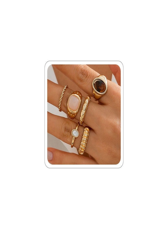 CSIYANJRY99 Chunky Gold Rings Set for Women Crystal Rhinestone Chunky Tacking Knuckle Rings Statement Stacking Womens Ring Pack (A-Gold) - Image 1