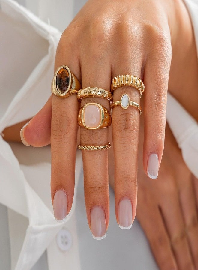 CSIYANJRY99 Chunky Gold Rings Set for Women Crystal Rhinestone Chunky Tacking Knuckle Rings Statement Stacking Womens Ring Pack (A-Gold) - Image 3