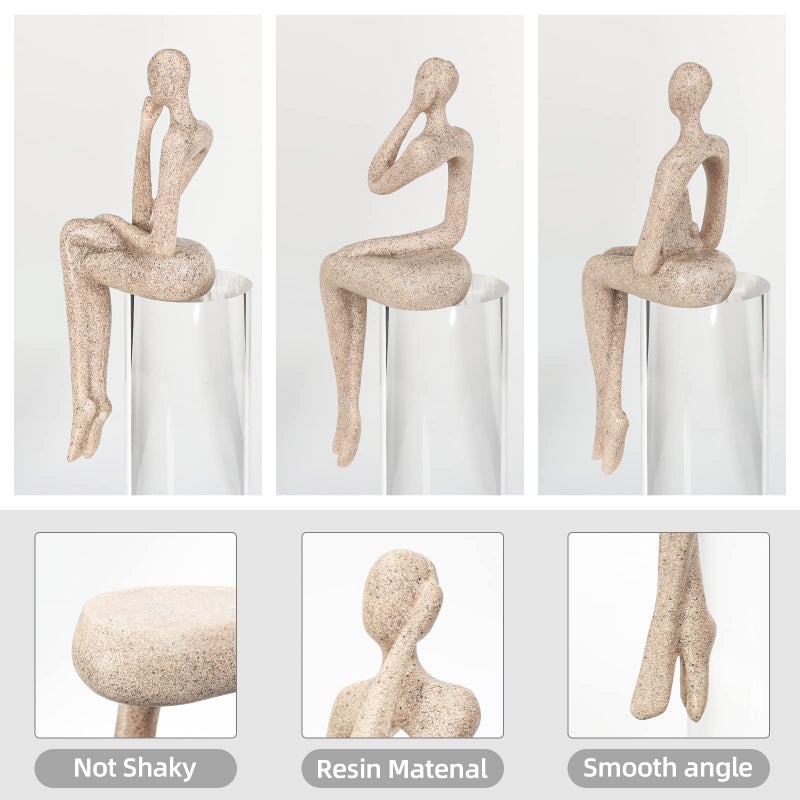 BMLCGJ Thinker تمثال الذهب ديكور الذهب التجريدي النحت النحت الراتنج الذهبي التماثيل القابلة للتحصيل لمهمة غرفة المعيشة على رف ديكور أفكار هدايا رائعة (الجلوس الموقف SANDSTONE) - Image 3
