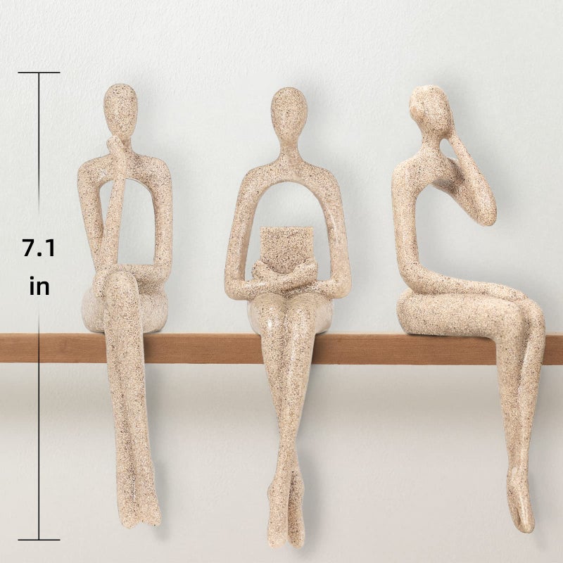 BMLCGJ Thinker تمثال الذهب ديكور الذهب التجريدي النحت النحت الراتنج الذهبي التماثيل القابلة للتحصيل لمهمة غرفة المعيشة على رف ديكور أفكار هدايا رائعة (الجلوس الموقف SANDSTONE) - Image 2