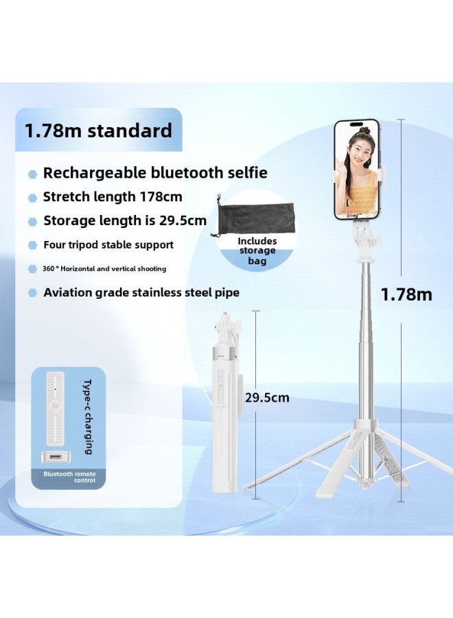 Y Sequence Mobile Phone Selfie Stick Bluetooth Selfie Mobile Phone Live Four-legged Stand Selfie Stick Manufacturers Wholesale-Color:Y16 Without Light-white (stainless Steel) - Image 1