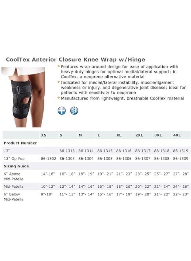 دعامة ركبة مفصلية Corflex CoolTex – تصميم لفّ أمامي مع دعم مفصل وفتحة خلفية للراحة (مقاس L) - Image 2