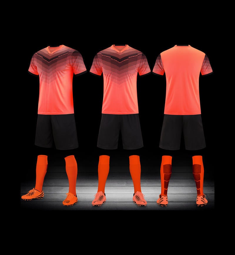 Generic Adults and childrens same style football uniform suit student team competition training pair uniform student jersey leisure sportswear Orange/black pants 