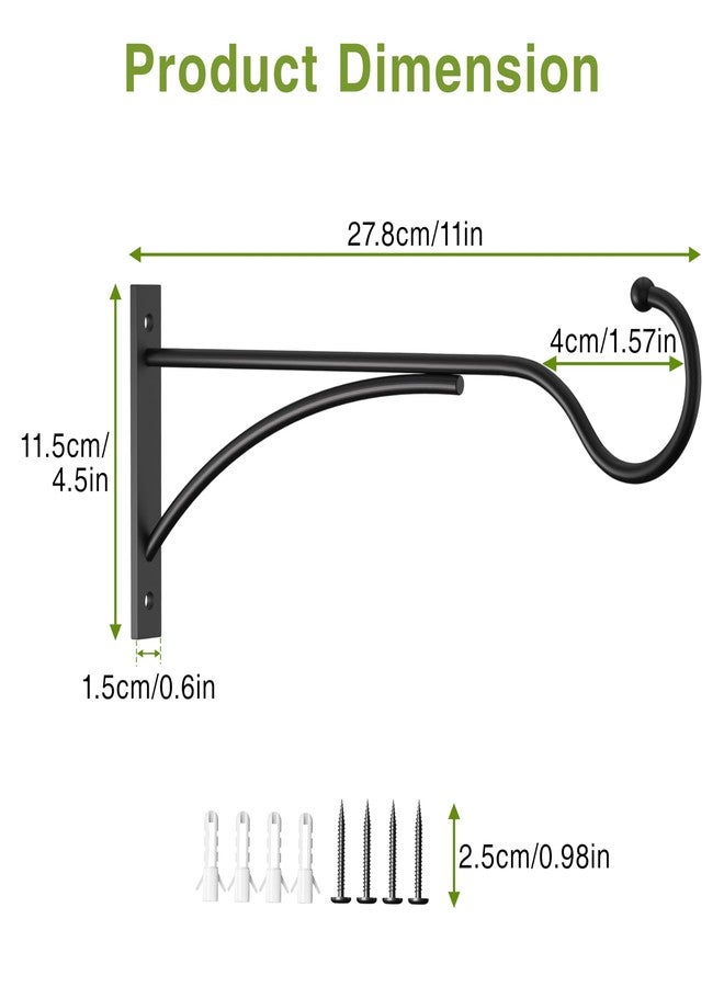 saffruff Outdoor Plant Hanging Hooks for Wall: 11 Inch Black Metal Bracket for Hanging Baskets, Bird Feeders, Wind Chimes, Flower Baskets, Yoga Mat, Lanterns. 1 Pack - Image 4