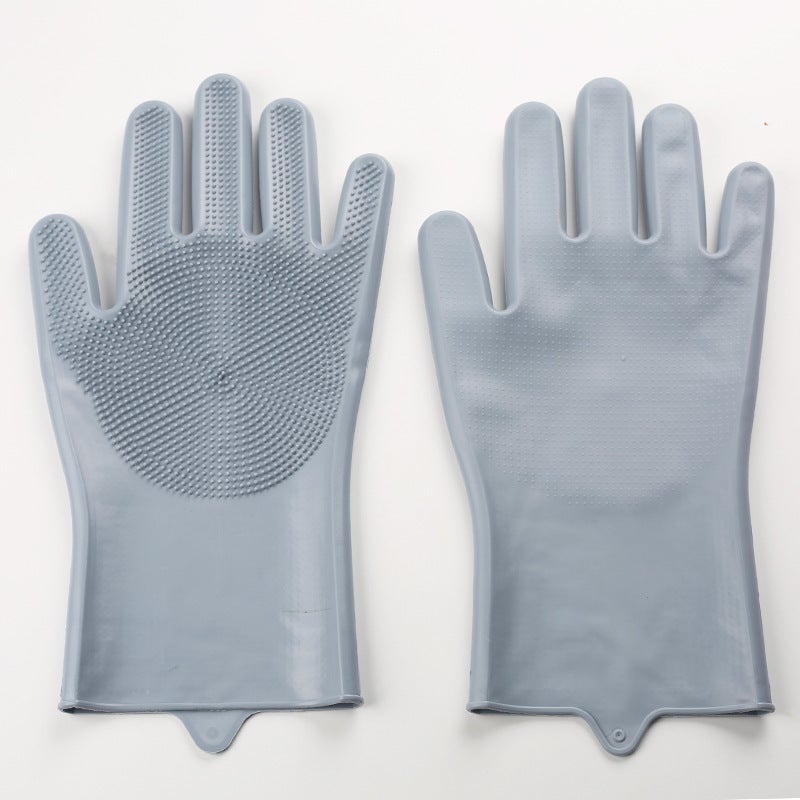 Magic Silicone Dishwashing Gloves Waterproof Gray 