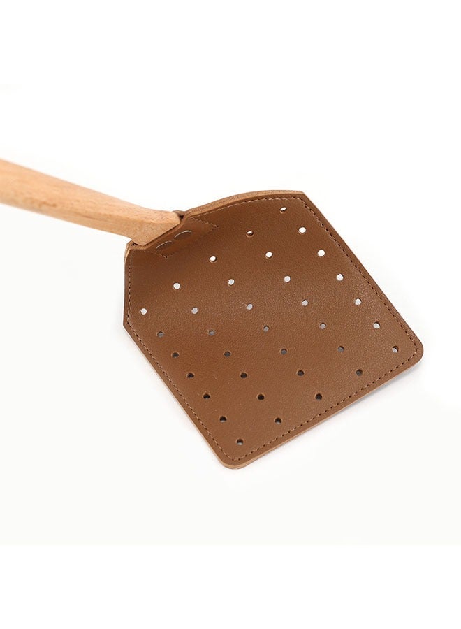 مضرب الذباب الجلدي ، مقبض خشب الزان للذباب لل في المنزل، مثالي لمكافحة الحشرات بفعالية - Image 3